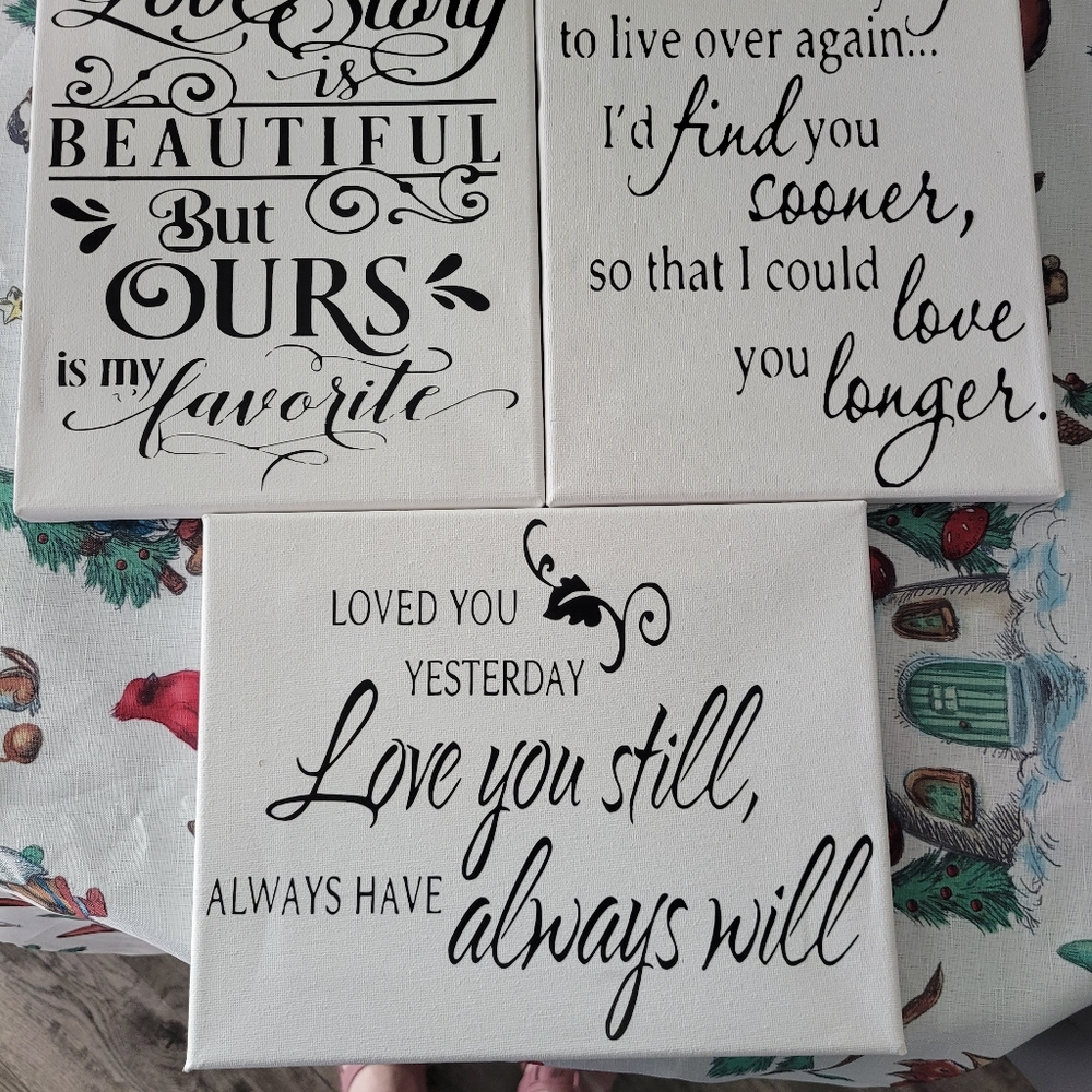Set of 3 Love canvases simplistic black and white 3 8x10's